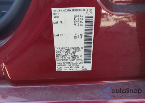 2021 Nissan Altima Sr Fwd z USA, uszkodzony, nr VIN 1N4BL4CV7MN413725
